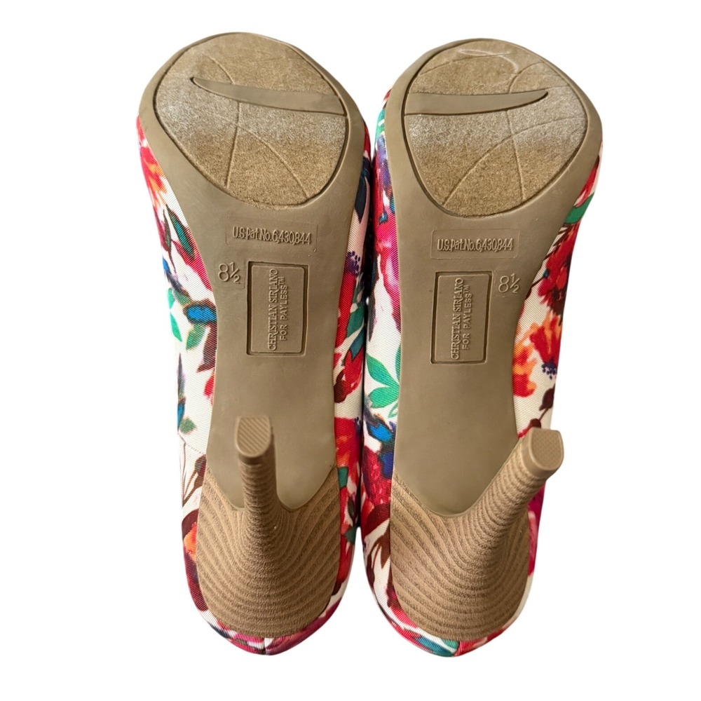 Christian Siriano for Payless Floral Peep Toe Multicolor Stiletto Heels 8.5 - Picture 4 of 5